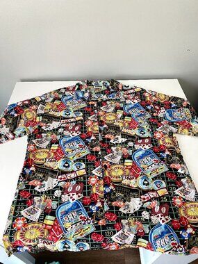 Lake Matley Casino Vegas Print Button-Up 🎲 | Bold Graphic | Statement Shirt XL